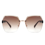HW2016 - Oversize Square Geometric Rimless Tinted Fashion Sunglasses