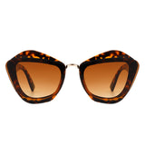 HS1138 - Women Square Fashion Irregular Cat Eye Sunglasses