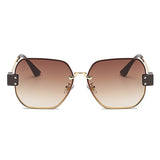 J3004 - Geometric Square Retro Metal Fashion Designer Sunglasses