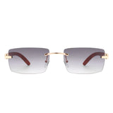 HW2028 - Rectangle Rimless Retro Frameless Fashion Tinted Sunglasses