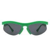 HS1184 - Rectangle Half Frame Sport Square Wholesale Sunglasses