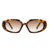 HS2071 - Rectangle Retro Oval Chic Round Lens Leaf Design Fashion Sunglasses