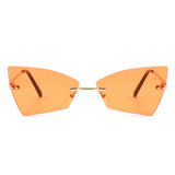 J2025 - Rimless Geometric Triangle Retro Tinted Fashion Sunglasses