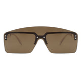 J2027 - Futuristic Retro Rimless Curved Brow-Bar Square Tinted Fashion Sunglasses