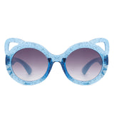 HK2031 - Girls Round Shaped Devil-Cat Ear Toddler Kids Wholesale Sunglasses