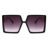HS2008-1 - Square Oversize Flat Top Women Fashion Sunglasses