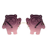 HK1022 - Kids Rimless Panda Shape Tinted Colored Children Sunglasses