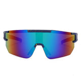 HY1021 - Semi Rimless Sporty Mirrored Lens Square Wholesale Sunglasses