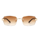 HW2020 - Rectangle Retro Rimless Tinted Fashion Square Wholesale Sunglasses