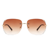HW2033 - Classic Rimless Chic Square Tinted Fashion Women Sunglasses