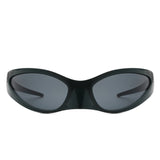HS1172 - Rectangle Retro Wraparound Irregular Oval Fashion Sunglasses