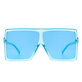 HS1096-3 - Oversize Flat Top Square Tinted Women Fashion Sunglasses