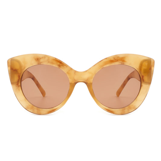 HS1062 - Women Retro Round Pearl Design Cat Eye Fashion Sunglasses