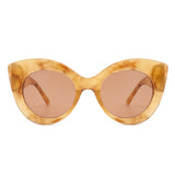 HS1062 - Women Retro Round Pearl Design Cat Eye Fashion Sunglasses