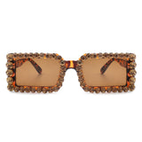 HS2020 - Rectangle Diamond Rhinestone Square Crystal Fashion Sunglasses
