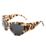 HS1157 - Women Oversize Wrap Around Curved Fashion Sunglasses