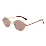 HJ2021 - Oval Retro Geometric Round Metal Glitter Fashion Sunglasses