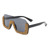 HS3008 - Square Half Frame Retro Oversize Fashion Sunglasses