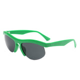 HS1184 - Rectangle Half Frame Sport Square Wholesale Sunglasses