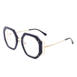 HBJ2101 - Round Geometric Circle Polygon Blue Light Blocker Glasses