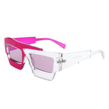 S2124 - Square Futuristic Flat Top Irregular Two-Tone Fashion Wholesale Sunglasses
