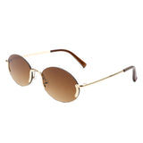 HW3017 - Retro Rimless Oval Circle Vintage Frameless Fashion Round Sunglasses