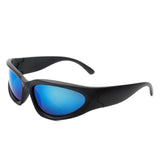 HS1152-1 - Sporty Rectangle Oval Y2K Wrap Around Unisex Fashion Sunglasses