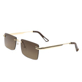 J2032 - Rectangle Rimless Retro Tinted Fashion Flat top Wholesale Sunglasses