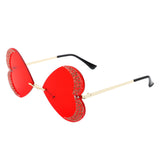 HW2030 - Rimless Butterfly Heart Shape Tinted Fashion Women Sunglasses