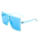 HS1096-3 - Oversize Flat Top Square Tinted Women Fashion Sunglasses