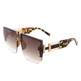 HW3020 - Square Oversize Flat Top Chunky Half Frame Sunglasses