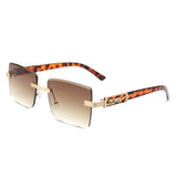 HW2047 - Rimless Square Retro Tinted Fashion Wholesale Sunglasses