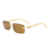 HW3011 - Rimless Rectangle Retro Tinted Fashion Square Vintage Sunglasses