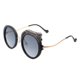J3011 - Women Circle Oversize Fashion Round Leopard Design Sunglasses