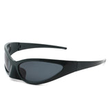 HS1172 - Rectangle Retro Wraparound Irregular Oval Fashion Sunglasses