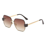 J3004 - Geometric Square Retro Metal Fashion Designer Sunglasses