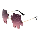 HK1022 - Kids Rimless Panda Shape Tinted Colored Children Sunglasses