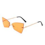 J2025 - Rimless Geometric Triangle Retro Tinted Fashion Sunglasses