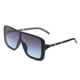 HS2059 - Square Fashion Flat Top Oversize Retro Sunglasses