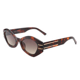S2116 - Geometric Oval Slim Fashion Round Cat Eye Sunglasses