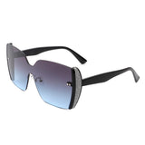 HS2060 - Square Oversize Half Frame Tinted Retro Fashion Women Sunglasses