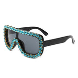 HS2042 - Women Oversize Rhinestone Diamonds Aviator Fashion Sunglasses