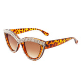 HS2084 - Women Round Fashion Rhinestone Cat Eye Sunglasses