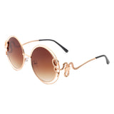 J3015 - Women Oversize Double Wire Curled Round Wholesale Sunglasses