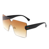 HW1003 - Square Rimless Oversize Flat Top Retro Frameless Sunglasses