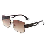 HW2015 - Rectangle Classic Rimless Square Retro Tinted Fashion Sunglasses