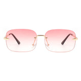 J2020-1 - Rimless Square Retro Tinted Rectangle Fashion Sunglasses