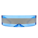 HW1007 - Wraparound Futuristic Shield Rimless Translucent Cyclops Sunglasses