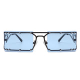 HJ3008 - Retro Rectangle Flat Top Modern Tinted Fashion Sunglasses