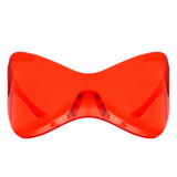 HW1008 - Futuristic Oversized Rimless Shield Wraparound Fashion Sunglasses